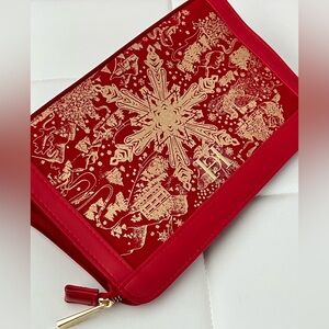 Carolina Herrera Red Clutch with Gold Print